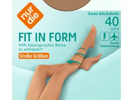 NUR DIE Damen Feinstrumpfhose Fit in Form Komfortgroesse 40 DEN