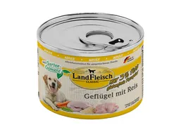 LandFleisch Classic Hundenassfutter Gefluegel mit Reis mit Gartengemuese exta mager