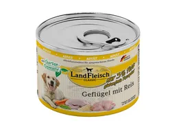 LandFleisch Classic Hundenassfutter Gefluegel mit Reis mit Gartengemuese extra mager