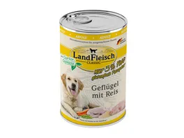 LandFleisch Classic Hundenassfutter Gefluegel mit Reis mit Gartengemuese extra mager