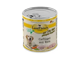 LandFleisch Classic Hundenassfutter Gefluegel mit Reis mit Gartengemuese extra mager