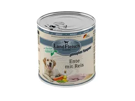 LandFleisch Classic Hundenassfutter Ente mit Reis mit Gartengemuese