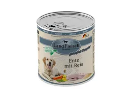 LandFleisch Classic Hundenassfutter Ente mit Reis und Gartengemuese