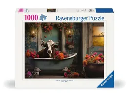 Ravensburger Puzzle 12000782 Die Kuh in der Badewanne 1000 Teile Puzzle fuer Erwachsene ab 14 Jahren