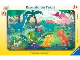 Ravensburger Kinderpuzzle 12000856 Die kleinen Dinos 15 Teile Rahmenpuzzle fuer Kinder ab 3 Jahren