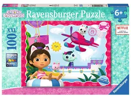 Ravensburger Puzzle 12001053 Katzenabenteuer 100 Teile XXL Gabby s Dollhouse Puzzle fuer Kinder ab 6 Jahren