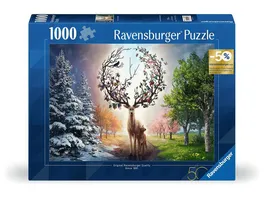 Ravensburger Puzzle 12001088 Der magische Hirsch und die vier Jahreszeiten 1000 Teile Puzzle fuer Erwachsene ab 14 Jahren