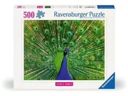 Ravensburger Puzzle 12001332 Colorful Animals Pfau 500 Teile Puzzle fuer Erwachsene und Kinder ab 12 Jahren