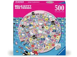 Ravensburger Puzzle 12001391 Hello Kitty and Friends 500 Teile Rundpuzzle fuer Erwachsene und Kinder ab 14 Jahren