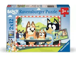 Ravensburger Kinderpuzzle 12004111 Bluey Puzzle fuer Kinder ab 3 Jahren mit 2x12 Teilen