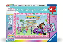 Ravensburger Kinderpuzzle 12004112 Gabby s Dollhouse Puzzle fuer Kinder ab 4 Jahren mit 2x24 Teilen