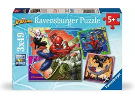 Ravensburger Kinderpuzzle 12004115 Marvel Spider Man Puzzle fuer Kinder ab 5 Jahren mit 3x49 Teilen