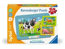 Ravensburger tiptoi Puzzle 00229 3 erste Puzzles Bauernhoftiere niedliche Rahmenpuzzles fuer Kinder ab 2 Jahren