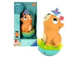 Ravensburger 4874 play Musikalischer Stehauf Kreisel Capybara Roly Poly Steh auf Maennchen Licht und Sound Spielzeug