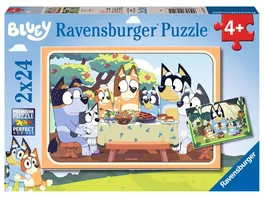 Ravensburger Puzzle Kinderpuzzle 05711 Auf geht s 2x24 Teile Bluey Puzzle fuer Kinder ab 4 Jahren