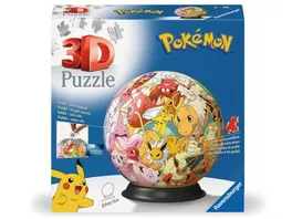 Ravensburger 3D Puzzle 11595 Puzzle Ball Pokemon Kanto Region Puzzleball aus dreidimensionalen Puzzleteilen