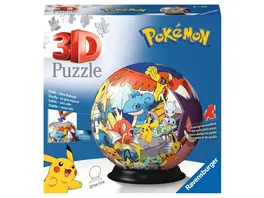 Ravensburger Puzzle 3D Puzzles Puzzle Ball Pokemon 72 Teile Puzzle Ball fuer Pokemon Fans ab 6 Jahren
