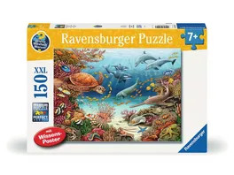 Ravensburger Kinderpuzzle 13411 Meerestiere am Korallenriff Wieso Weshalb Warum Puzzle 150 Teile XXL Wissensposter