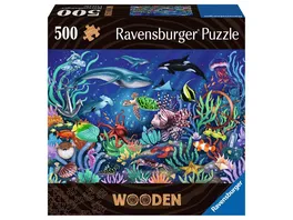 Ravensburger Puzzle WOODEN Puzzle Unten im Meer 500 Teile Holzpuzzle stabile individuelle Puzzleteile kleinen Holzfiguren Whimsies