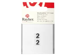 Rayher Wachszahlen 2 silber 9mm 2Stueck