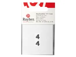 Rayher Wachszahlen 4 silber 9mm 2Stueck