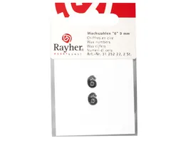 Rayher Wachszahlen 6 silber 9mm 2Stueck