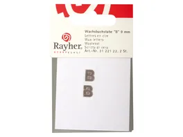 Rayher Wachsbuchstaben B silber 9mm 2Stueck