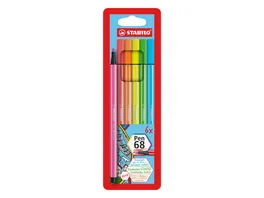STABILO Premium Fasermaler Pen 68 Neon 6er Etui