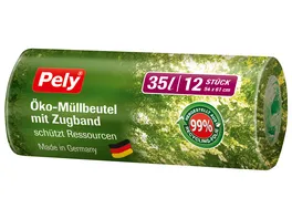 Pely Oeko Muellbeutel mit Zugband 35 Liter