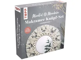 Mindful Mandala Makramee Knuepf Set Wandspiegel Mit Anleitung und Material zum Selberknuepfen