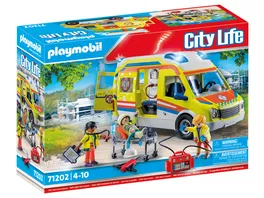 PLAYMOBIL 71202 City Life Rettungswagen mit Licht und Sound