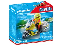 PLAYMOBIL 71205 City Life Notarzt Motorrad mit Blinklicht