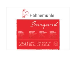 Hahnemuehle Burgund Aquarell Postkartenblock DIN A6 20 Blatt