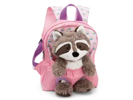 NICI Rucksack mit Plueschtier 21x26cm Waschbaer 25cm