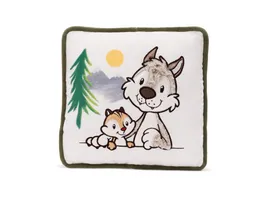 NICI Kissen Wolf Winny Streifenhoernchen Jojo 25x25cm GREEN