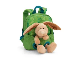 NICI Rucksack mit Plueschtier 21x26cm Hase 25cm gruen