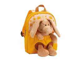 NICI Rucksack mit Plueschtier 21x26cm Hase 25cm gelb