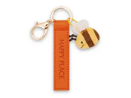 NICI Schluesselanhaenger Happy Place Kunstlederband orange 10cm