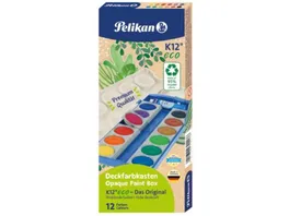 Pelikan Deckfarbkasten K12 eco inkl Deckweiss 12 Farben