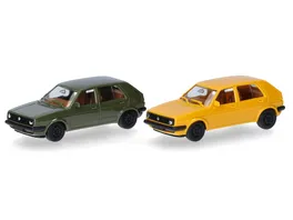 Herpa 012195 010 1 87 Herpa MiniKit Volkswagen VW Golf II 4 tuerig olivgruen ginstergelb