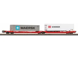 PIKO 24619 H0 Taschenwagen T3000e mit 1 PNO Trailer und 1 40 Container Maersk