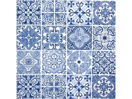 Home Fashion Tissue Serviette Ornamente Blau 33x33cm