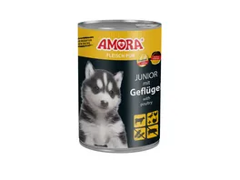 AMORA Hundenassfutter Fleisch Pur Junior mit Gefluegel