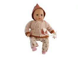 Schildkroet Puppen Baby Amy 45 cm mit Schnuller Malhaar blaue Schlafaugen Kleidung rose Wichtel