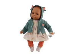 Schildkroet Puppen Baby Amy 45 cm mit Schnuller Malhaar braune Schlafaugen Maeuschenkleidung