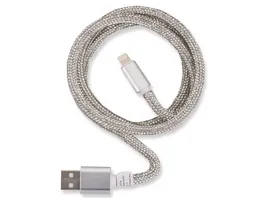 OHLALA Glamour 1m USB Data Cable Silver fuer Apple Lightning mit Sync und Ladefunktion
