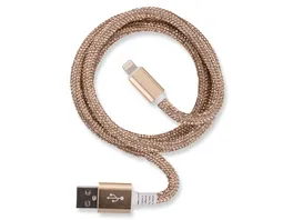 OHLALA Glamour 1m USB Data Cable Gold fuer Apple Lightning mit Sync und Ladefunktion