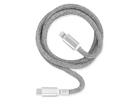 OHLALA Glamour 1m USB Data Cable Silver fuer Typ C Apple Lightning mit Sync und Ladefunktion