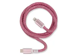 OHLALA Glamour 1m USB Data Cable Rose fuer Typ C Apple Lightning mit Sync und Ladefunktion