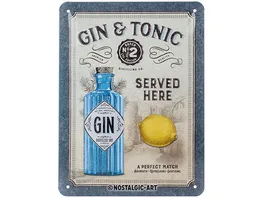 Nostalgic Art Blechschild 15x20cm Gin Tonic Served Here